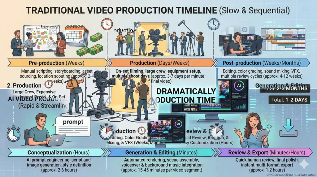 AI video creation reduces production time